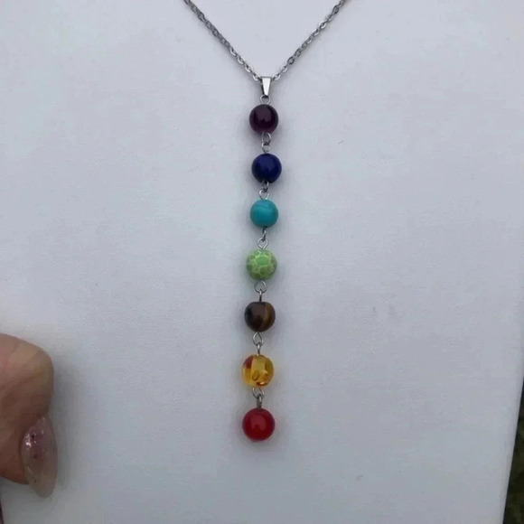Gorgeous Chakra Stones Reiki Necklace & Earring Set NWT - Picture 3 of 7